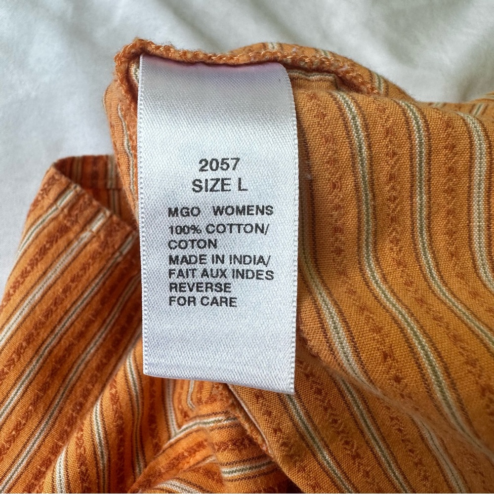 WOOLRICH | Women’s Striped Orange Button Down Shirt - Picture 7 of 8